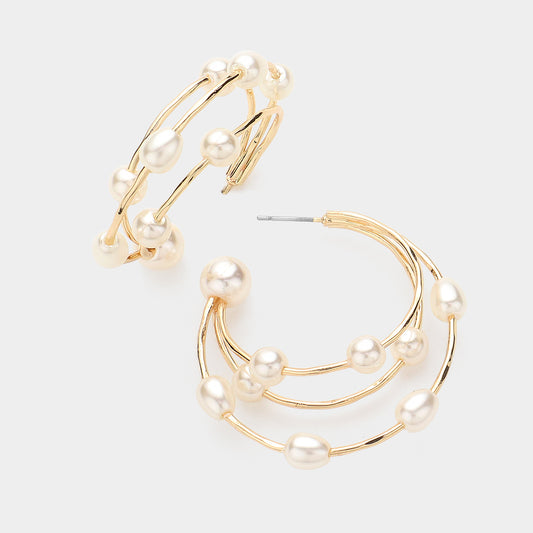 Galaxy Pearl Hoops